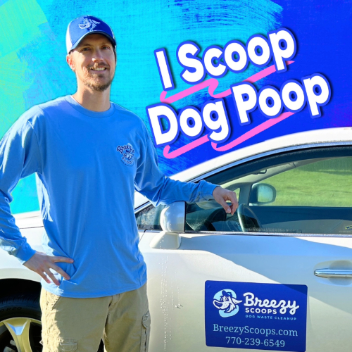 Owner of Breezy Scoops next to car